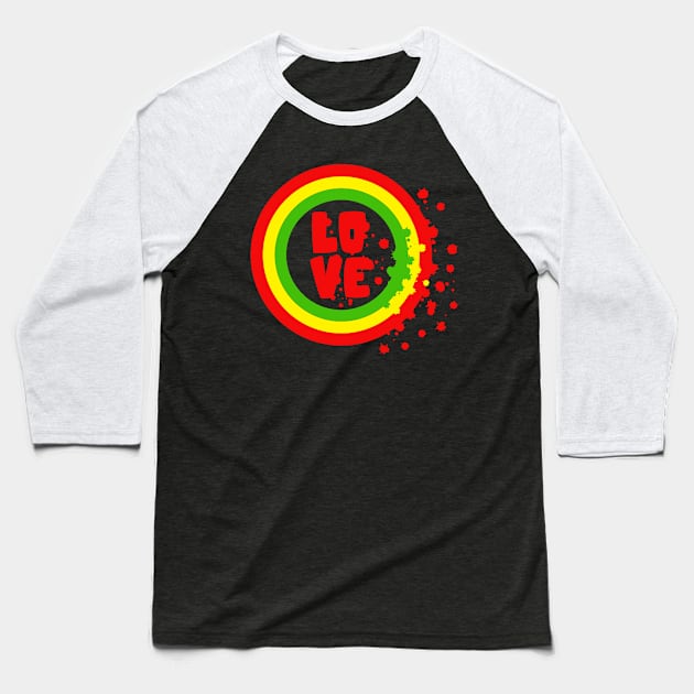 Love Reggae Music Rasta Jamaican Flag Baseball T-Shirt by TeesbyJohn